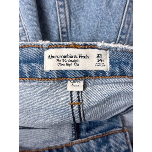 Abercrombie & Fitch Jeans 32 / 14 Womens Curve Love 90s Straight Blown Out Knee - Picture 6 of 7